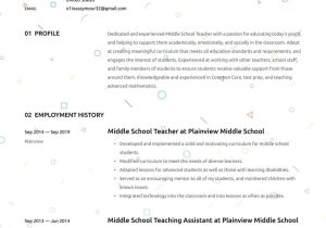 Sample Middle School English Teacher Resume Middle School Teacher Resume Example & Writing Guide Â· Resume.io
