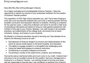 Sample Middle School Science Teacher Resume Science Teacher Cover Letter Examples – Qwikresume