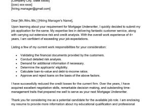 Sample Mortgage Underwriter Cover Letter for Resume Mortgage Underwriter Cover Letter Examples – Qwikresume