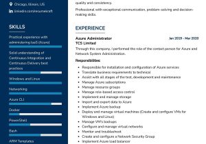 Sample Ms Azure Cloud Engineer Resume Azure Administrator Resume Example 2022 Writing Tips – Resumekraft