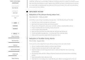Sample Nanny Experience On A Resume 19 Babysitter Resume Examples & Writing Guide 2022