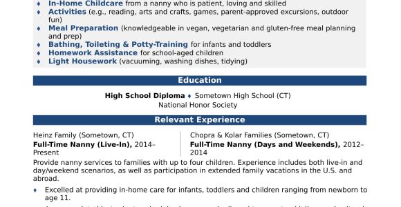 Sample Nanny Experience On A Resume Nanny Resume Monster.com