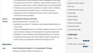Sample New Grad Occupational therapy Resume Occupational therapy Resumeâexamples (lancarrezekiq New Grads)