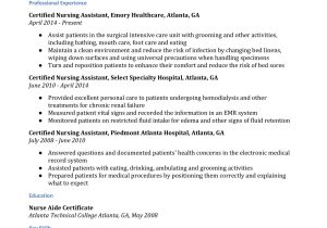 Sample Nursing assistant Resume Entry Level Certified Nursing assistant Resume Examples – Resumebuilder.com