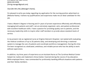 Sample Nursing Resumes and Cover Letters Nursing Cover Letter Example