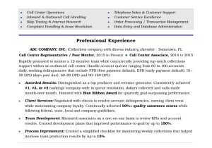 Sample Objective In Resume for Call Center Agent Call Center Resume Sample Monster.com