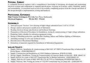 Sample Objective In Resume for Electrical Engineer Fre Download Resume format Electrical Enginer – Curriculum Vitae …