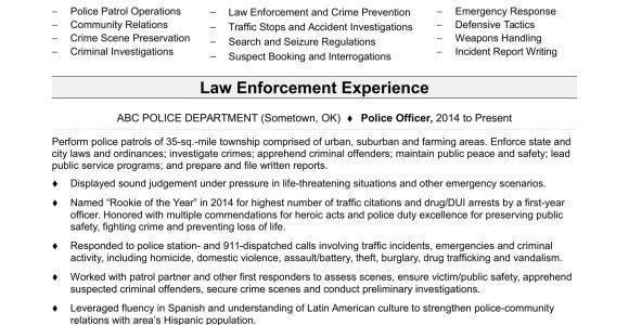 Sample Objectives for Resumes Law Enforcement Police Officer Resume Sample Monster.com
