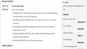 Sample Objectives In Resume for Fast Food Crew Fast Food Resumeâsample and 25lancarrezekiq Writing Tips