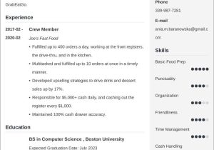 Sample Objectives In Resume for Fast Food Crew Fast Food Resumeâsample and 25lancarrezekiq Writing Tips