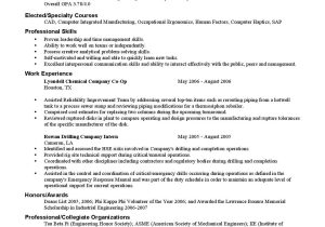 Sample Objectives In Resume for Industrial Engineers Industrial Engineering Sample Student Resume by Lamar University …