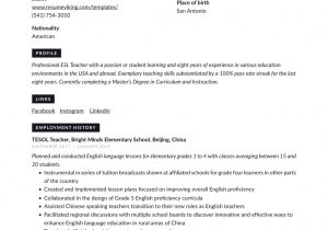 Sample Objectives In Resume for Online Teachers 19 Esl Teacher Resume Examples & Writing Guide 2020