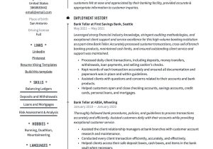 Sample Of A Bank Tellers Resume with One Year Experience Bank Teller Resume & Writing Guide  20 Templates Pdf 2022