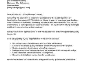 Sample Of A Construction Supervisor Resume Construction Supervisor Cover Letter Examples – Qwikresume