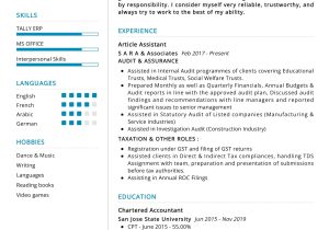 Sample Of A Professional Accountant Resume Chartered Accountant Resume Example 2022 Writing Tips – Resumekraft