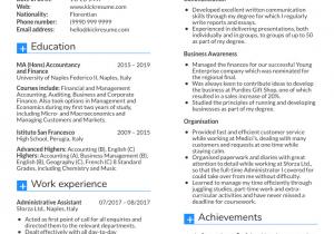 Sample Of A Resume with Work Experience Work Experience Sample Cv for Accountant Simple Guidance