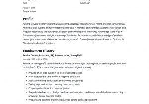 Sample Of Dental assistant Resume with No Experience 17 Dental assistant Resumes & Writing Guide 2020