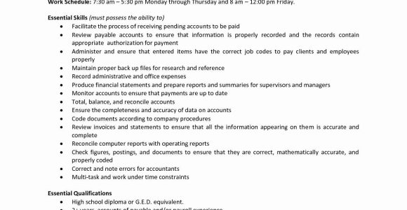 Sample Of Duties and Responsibilities In Resume √ 20 Account Payable Job Description Resume In 2020
