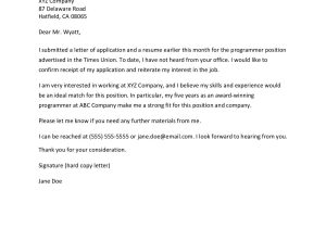 Sample Of Follow Up Email after Submitting Resume Sample Email to Follow Up On A Job Application