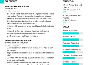 Sample Of Good Objective On Resume for Banking Accounting Sample Resume Of Branch Banking Professional with Template …