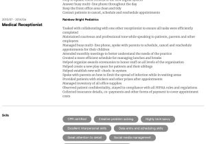 Sample Of Medical Office assistant Resume Medical Receptionist Resume Samples All Experience Levels …