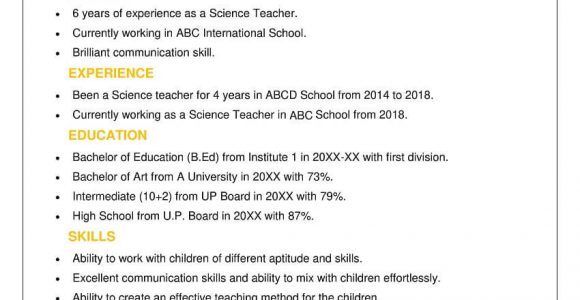 Sample Of Resume for Job Application for Teacher How to Write An Effective Teacher Resume (with Sample) – Talent …