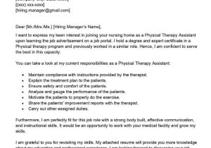 Sample Of Resume for Physical therapy assistant Physical therapy assistant Cover Letter Examples – Qwikresume