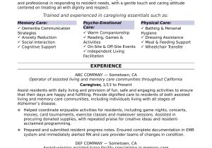 Sample Of Resume for Residential Care Worker Caregiver Resume Monster.com