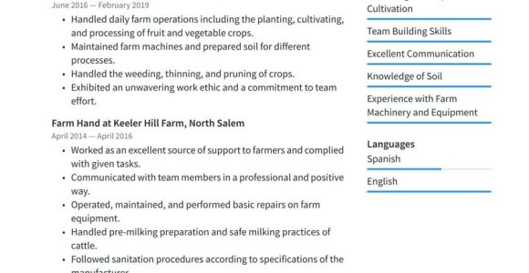 Sample Of Resume Letter Chicken Farm Work Experience Farm Worker Resume Example & Writing Guide Â· Resume.io