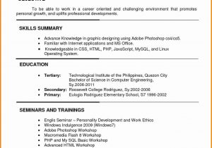 Sample Of Simple Resume In Philippines Resume Sample format In Philippines Valid 6 Example Of Filipino …