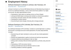 Sample One Page Resume for Experienced software Engineer software Developer Resume Sample, Example, Template software …