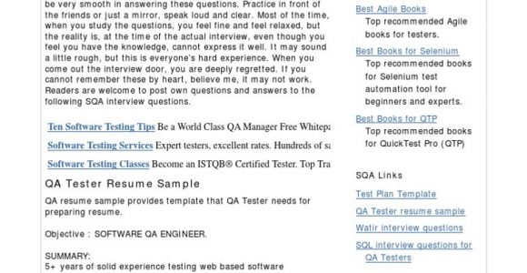Sample Qa Resume with Agile Experience Qa Tester Resume Pdf Selenium (software) software Testing