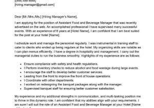 Sample Restaurant Audit Employment Resume Cover Letter assistant Food and Beverage Manager Cover Letter Examples – Qwikresume