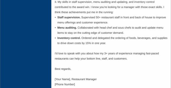 Sample Restaurant Audit Employment Resume Cover Letter Restaurant Manager Cover Letter Examples & Full Guide