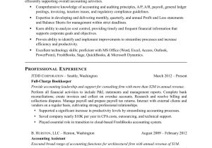 Sample Resume Accounting Promotion In the Same Company Bookkeeper Resume Sample Monster.com