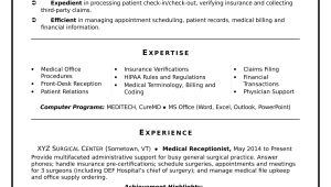 Sample Resume Administrative associate In Surgical Services Medical Receptionist Resume Sample Monster.com