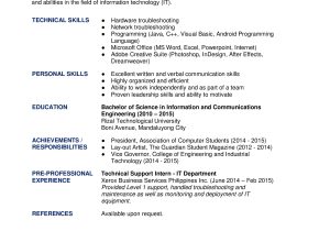 Sample Resume after One Year Experience Sample Resume formats for Fresh Graduates