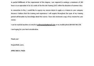 Sample Resume and Application Letter for Ojt Application Letter (ojt) Pdf Vocational Education Academia