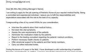 Sample Resume and Cover Letter for Pediatrician Pediatric Nurse Cover Letter Examples – Qwikresume