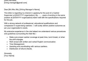 Sample Resume and Cover Letter for Supervisor Position Cashier Supervisor Cover Letter Examples – Qwikresume