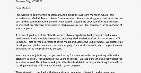 Sample Resume Cover Letter for Recent College Graduate Sample Cover Letter for A Recent College Graduate