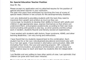 Sample Resume Cover Letter for Special Education Teacher Special Education Cover Letter Sample