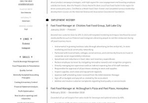Sample Resume Director Of Food Safety Fast Food Manager Resume & Writing Guide  12 Examples 2022
