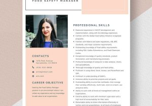 Sample Resume Director Of Food Safety Free Free Food Safety Manager Resume Template – Word, Apple Pages …