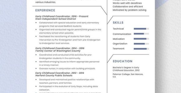 Sample Resume Education Coordinator Child Development Center Early Childhood Coordinator Resume Template – Word, Apple Pages …