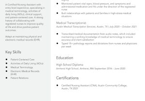 Sample Resume Entry Level Certified Nursing assistant Certified Nursing assistant (no Experience) Resume Examples In …