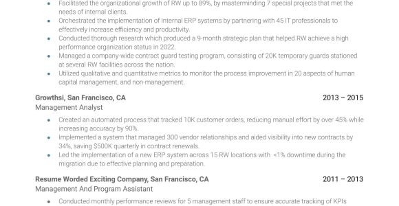 Sample Resume Federal Management and Program Analyst Management and Program Analyst Resume Example for 2022 Resume Worded