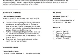 Sample Resume Financial Analyst Entry Level Entry-level Financial Analyst Resume Examples In 2022 …