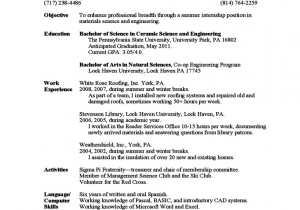 Sample Resume First Year College Student Sample Resume by A First Year Student Free Download
