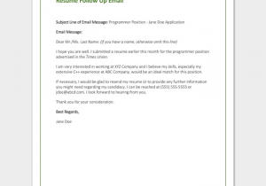 Sample Resume Follow Up Email Letter Follow Up Letter Template 10 formats Samples & Examples